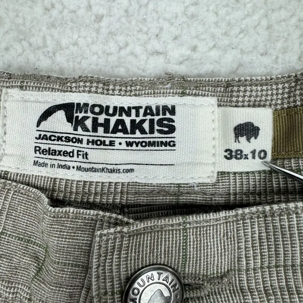 Mountain Khakis Boardwalk Shorts Mens 38 Plaid Windowpane Cotton Linen Blend 10